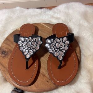 Kate Spade Cora Crystal Thong Leather Sandals Size 8